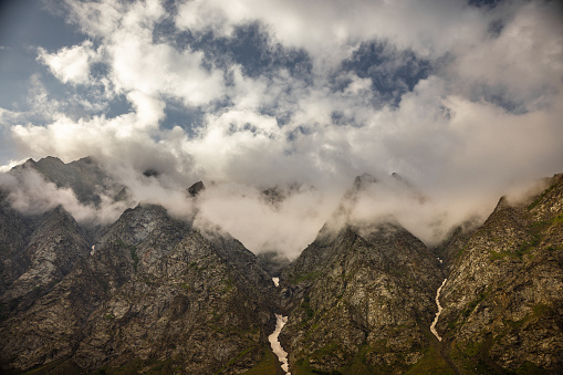 Greater Himalaya mountain peaks and glaciers, en route Manali to Leh, Himachal Pradesh