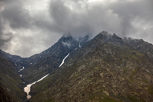 Greater Himalaya mountain peaks and glaciers, en route Manali to Leh, Himachal Pradesh