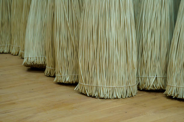 bundles of bright wicker discolored with perhydrol