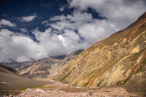 Rough mountain peaks of the greater Himalayas, en route Manali to Leh, Himachal Pradesh