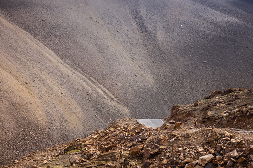 Landslide and Rough mountain peaks of the greater Himalayas, en route Manali to Leh, Himachal Pradesh
