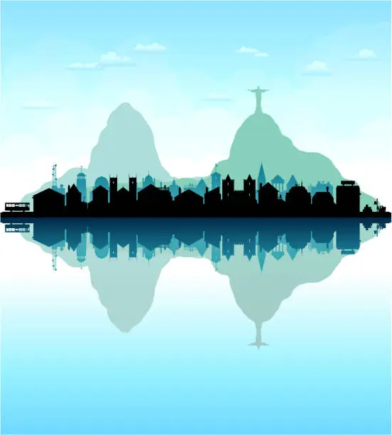 Vector illustration of Rio de Janeiro Skyline Silhouette (All Buildings Are Complete and Moveable)