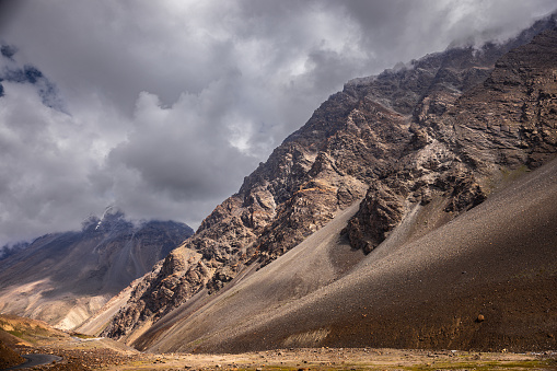 Rough mountain peaks of the greater Himalayas, en route Manali to Leh, Himachal Pradesh