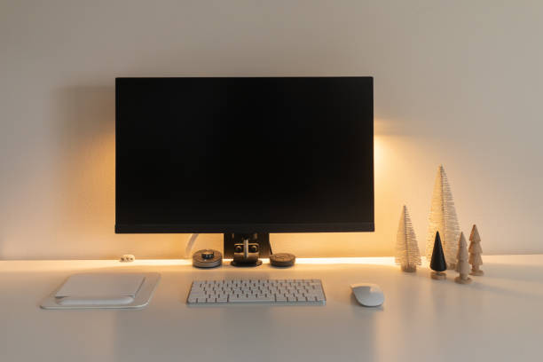 istock Blank computer monitor with copy space backlit during holiday season 1903581287