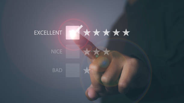 istock Man hand choosing EXCELLENT rating positive mindset for feedback satisfaction service. 1903588605
