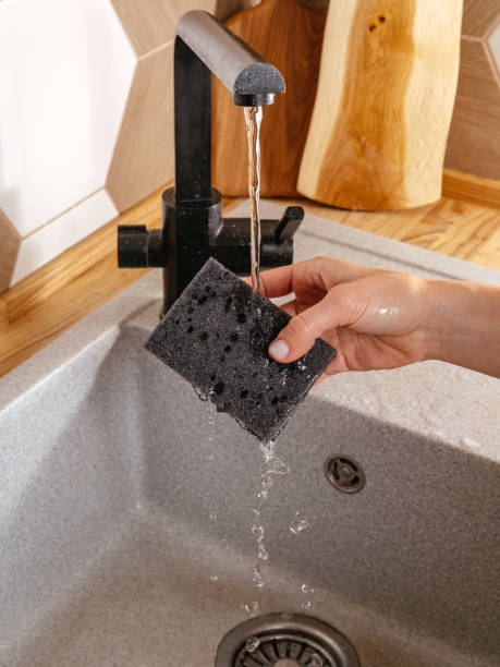 istock a girl washes a dish sponge 1903611111