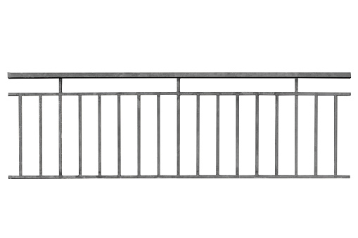 Stainless steel fence isolated on white background with clipping path