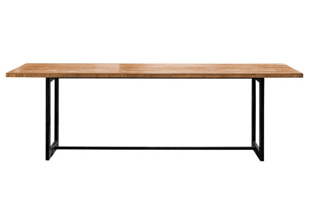 istock Wooden table steel legs simplistic on white background 1903625710