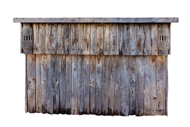 istock Old wooden bar counter isolated on white background 1903626255