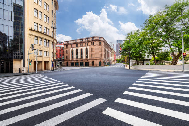 Asphalt road and modern city buildings in Shanghai
