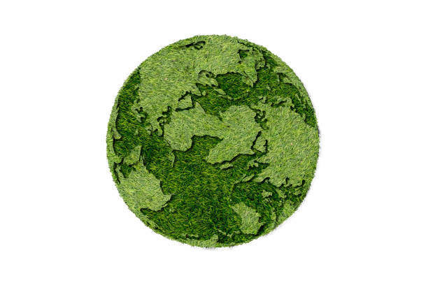 istock Globe shape of green grass isolated on white background. Grass Globe, atlantic ocean side. 1903676546