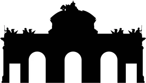 Vector illustration of Alcala Gate, Madrid, Spain Silhouette