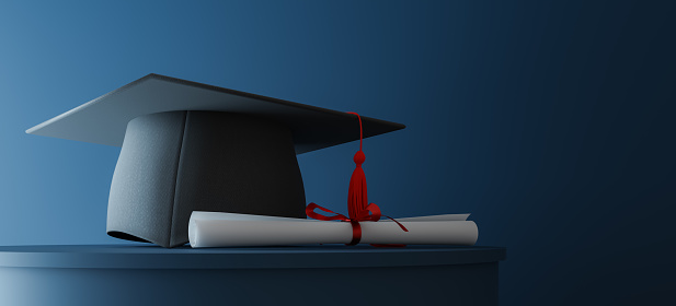 Curriculum graduation ceremony concept background, 3d rendering