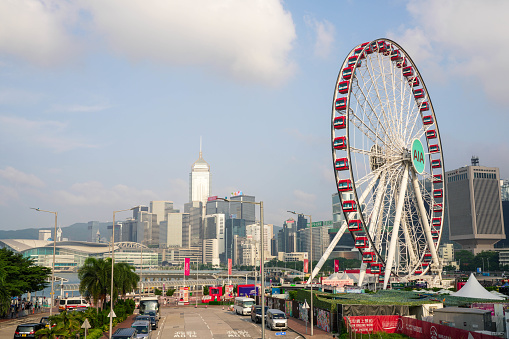 Hong Kong, China -May 19, 2023: The location is Central Harborfront, Central District, Hong Kong