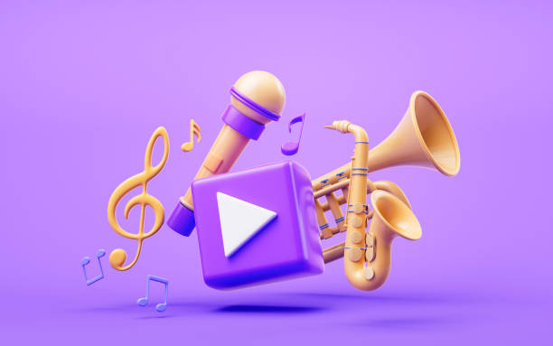 istock Music player sign with cartoon style, 3d rendering. 1903768815