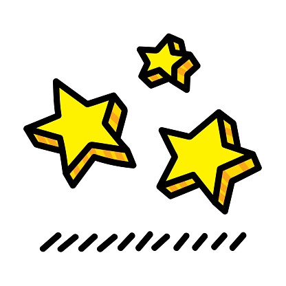 Vector illustration of hand drawn gold stars against a white background.