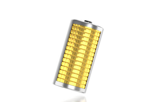 battery made of coins on white