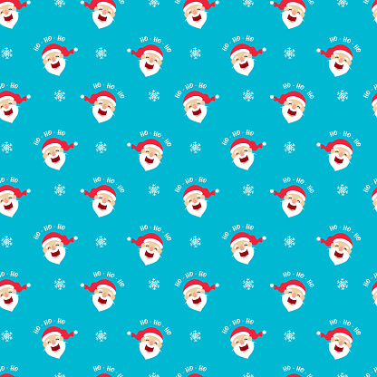 Funny laughing santa, ho-ho-ho seamless pattern