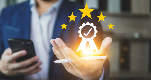 istock Customer and top service Quality assurance 5 star, Guarantee, Standards, ISO certification and standardization concept. 1903929550