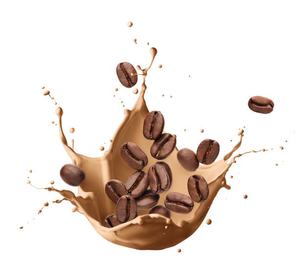 istock Milk coffee splashing with coffee beans isolated 1903933195