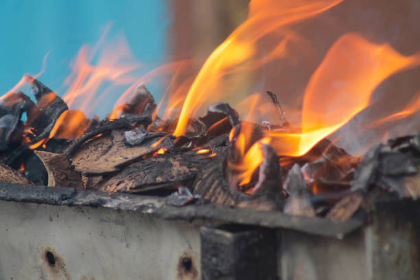 Burning charcoal to burn satay or meat. Hot