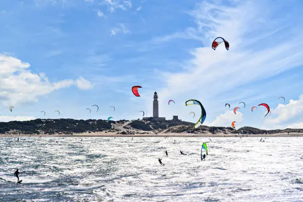 Photo of Kitesurfing on the beach of Los Caños de Meca, Barbate, Cadiz