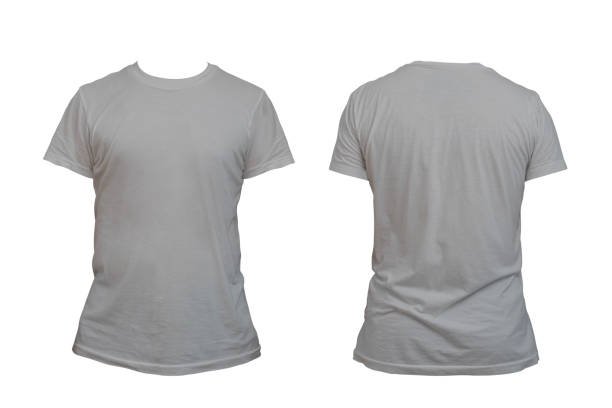 Blank gray t-shirt template for men, from two sides, natural shape on invisible mannequin, for mockup of your design for printing. Blank gray t-shirt template for men, from two sides, natural shape on invisible mannequin, for mockup of your design for printing, isolated on white background with clipping path. heather grey stock pictures, royalty-free photos & images