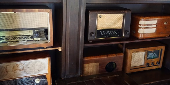 Vintage radio receiver - antique wooden box radio