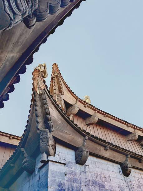istock Beautiful architecture roof Chinese temple with clear blue sky 1904031327