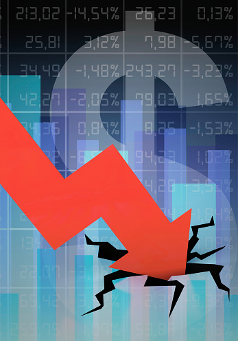Symbolic image: Illustration on the topic of stock market crash, financial crisis, profit warning etc., portrait format