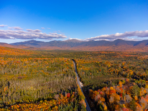 aerial view of mountain Washington in autumn in New Hampshire