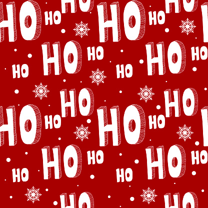 Ho-ho-ho-ho-seamless pattern. Cute Christmas background for gift wrapping.