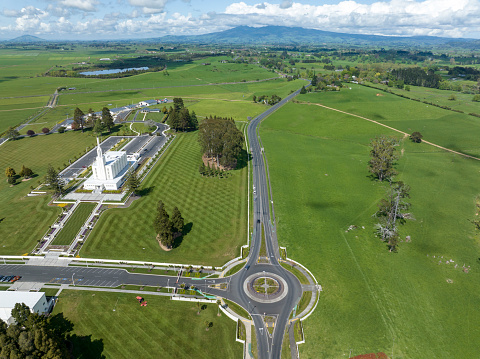 Aerial view Temple view town near Hamilton, New Zealand