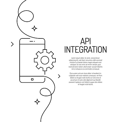 Continuous Line Drawing of API Integration Icon. Hand Drawn Symbol Vector Illustration.