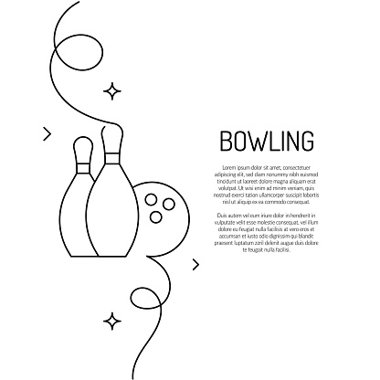 Continuous Line Drawing of Bowling Icon. Hand Drawn Symbol Vector Illustration.