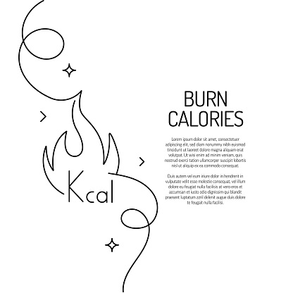Continuous Line Drawing of Burn Calories Icon. Hand Drawn Symbol Vector Illustration.