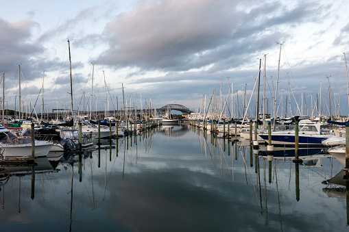 Westhaven Marina at night, Auckland, New Zealand