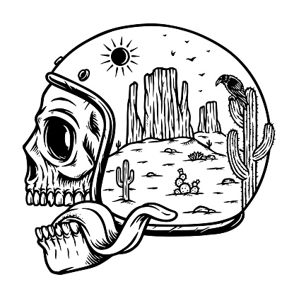 desert view in the helmet illustration