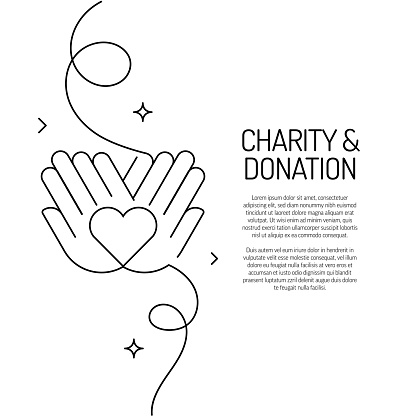 Continuous Line Drawing of Charity and Donation Icon. Hand Drawn Symbol Vector Illustration.