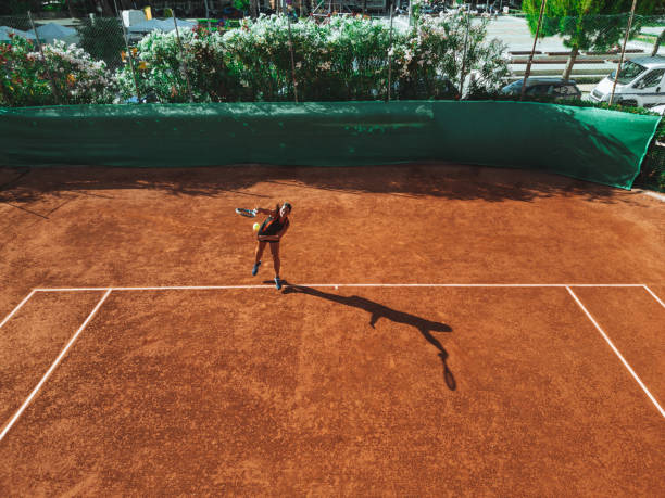 istock Bird-eye view of a tennis match 1904071233