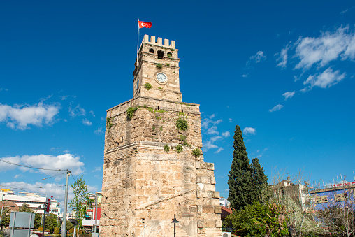Saat Kulesi tower the main attraction of Antalya built in the 19th century.\