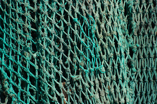 Close up of empty colorful fishing nets