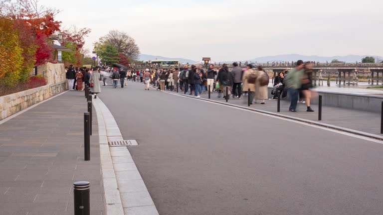 Time Lapse Arashiyama Tourists from all over the world come to enjoy nature winter autumn  Kyoto Prefecture Kansai Region JAPAN