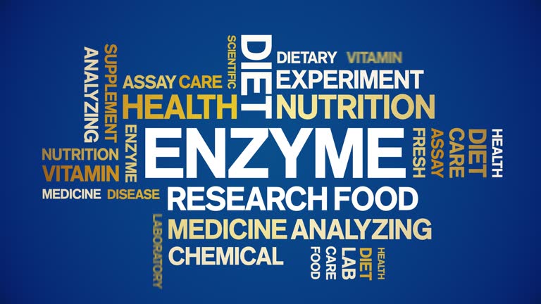 Enzyme animated word cloud,design animation kinetic typography seamless loop.