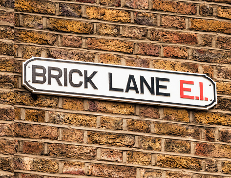 A close-up of a street sign for Brick Lane, one of East London's best known and loved streets.
