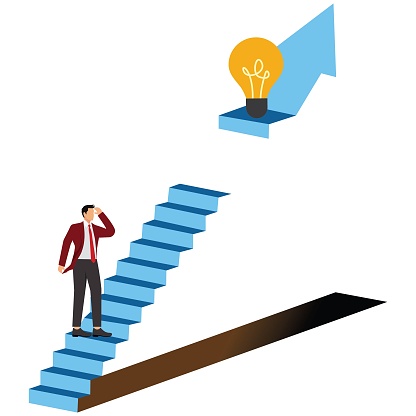 Businessman, Solution, Lost, Incomplete, Connection, Staircase, The Next Step,