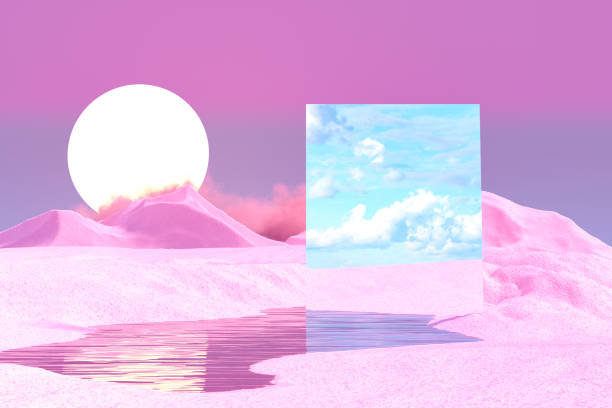 istock Door on surreal landscape environment. Metaverse concept. 1904212950