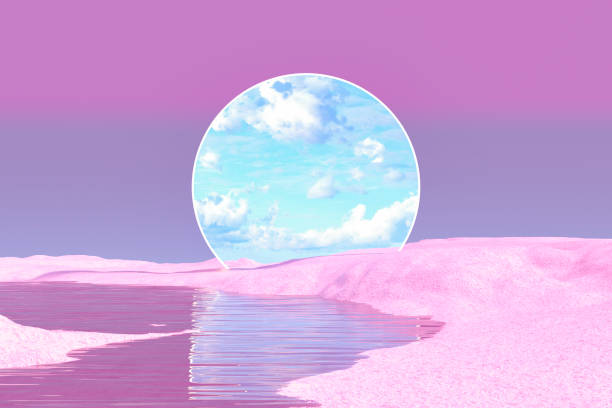istock Door on surreal landscape environment. Metaverse concept. 1904214998
