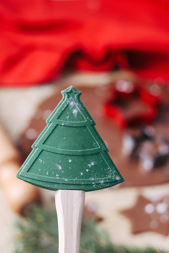 Silicone spatula in the shape of a Christmas tree