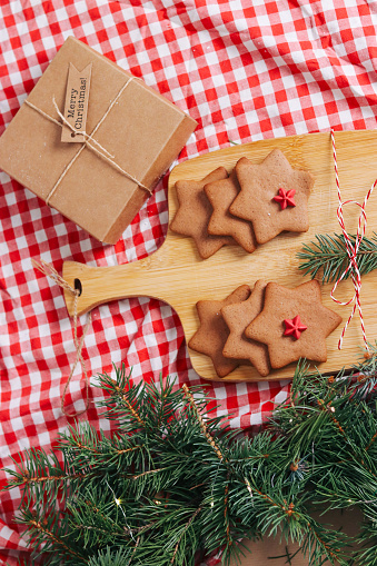 Homemade Christmas cookies on cutting board